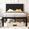 Black PU Leather Upholstered Twin Bed Frame with Headboard V3981