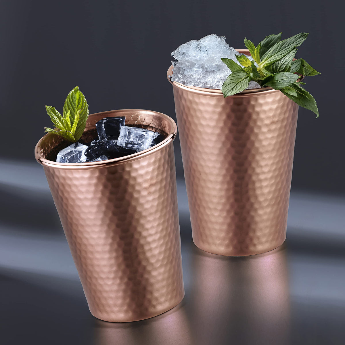Set of 2 Hammered Copper Cups 18 Ounces S51856