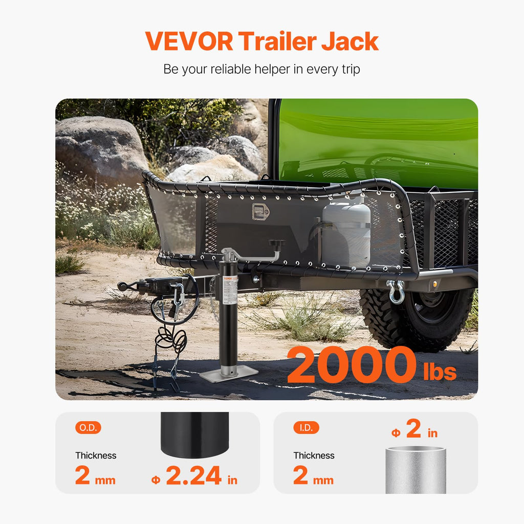 2000 lbs Weld-on Swivel Trailer Jack with Handle G1189