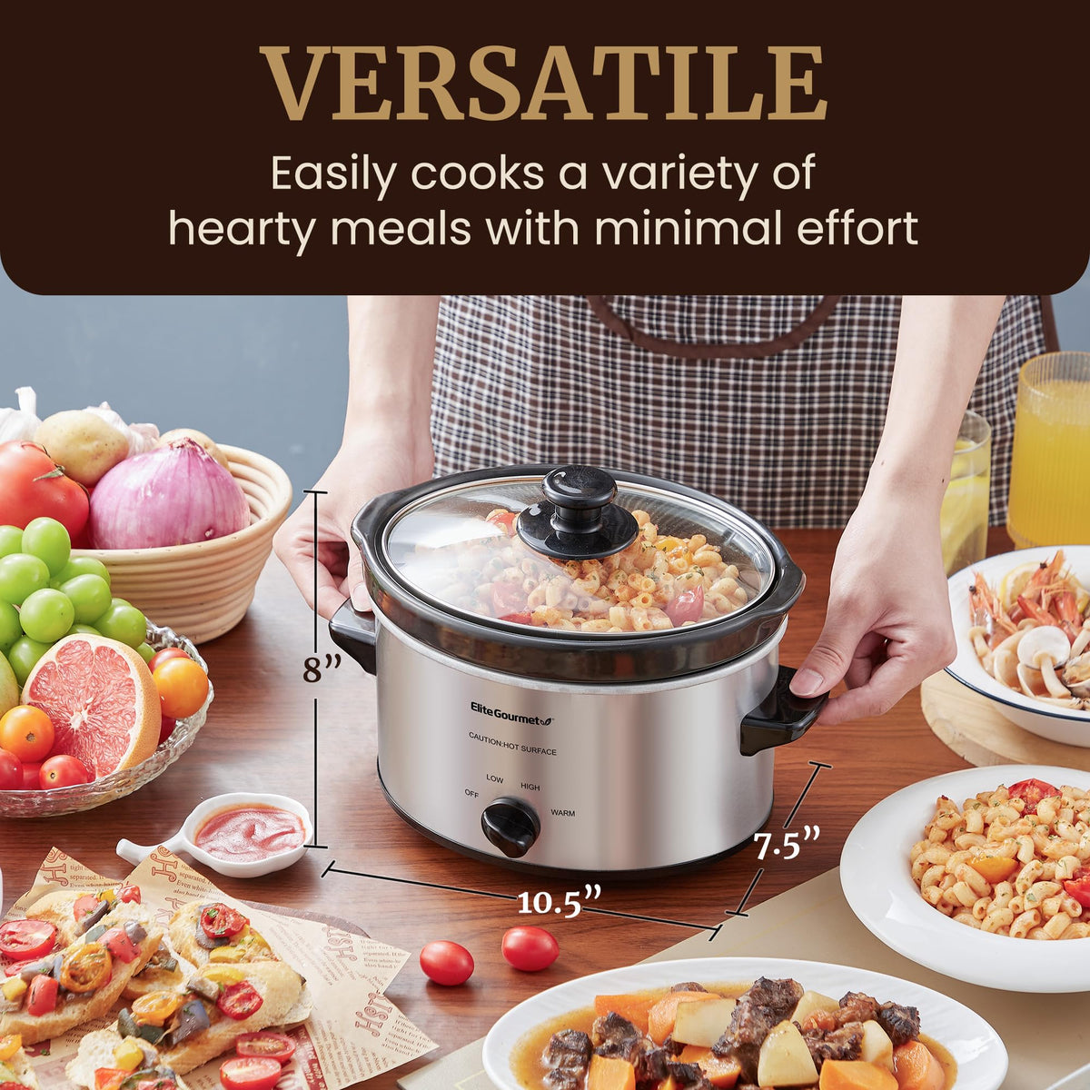 Electric Oval Slow Cooker, 2 Qt, Stainless Steel R823886