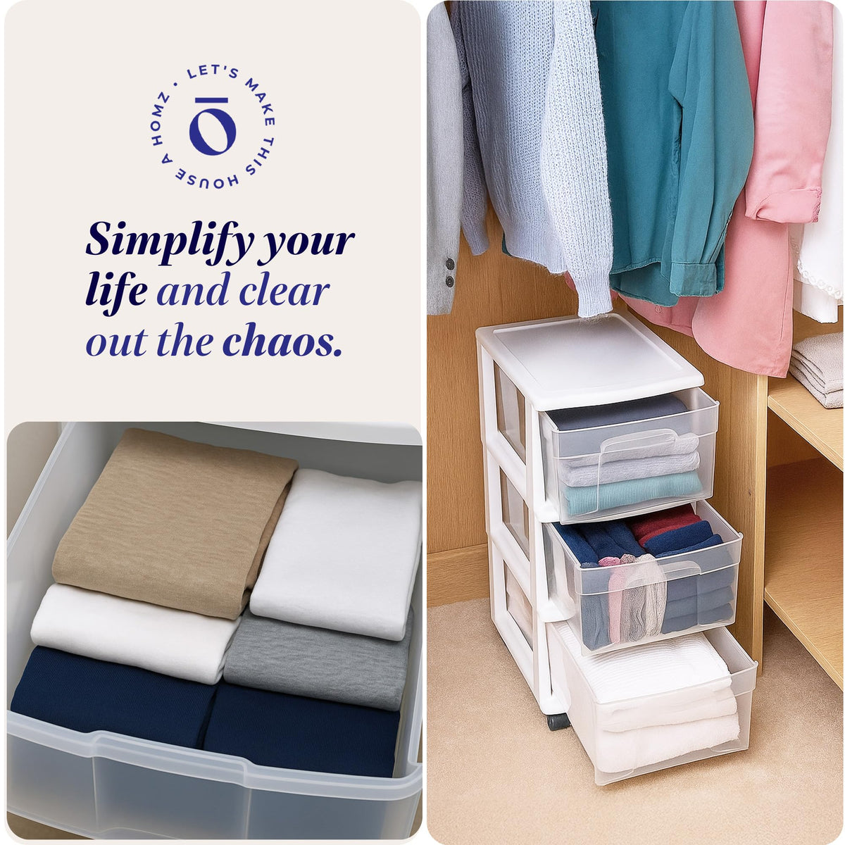 3-Tier Storage Cart with Removable Wheels H1427