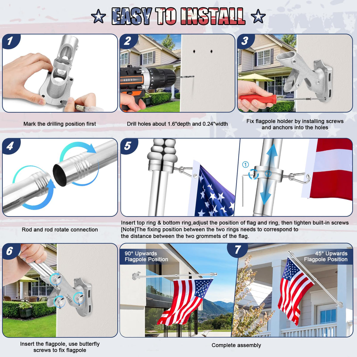 6 FT Stainless Steel Spinning Flag Pole N2580