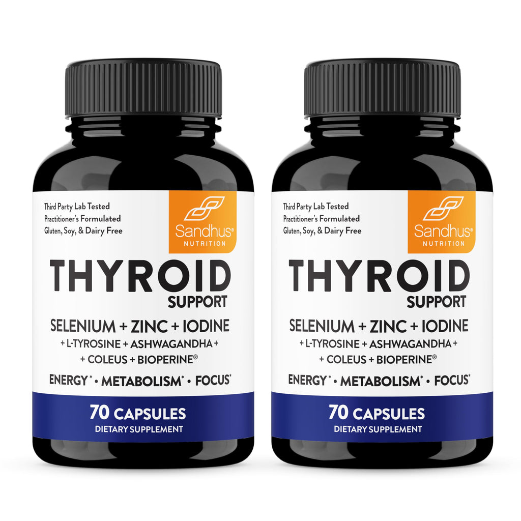 Thyroid Support with Selenium, Zinc, Iodine, L Tyrosine, Ashwagandha, 70 Count (Pack of 2) X33568
