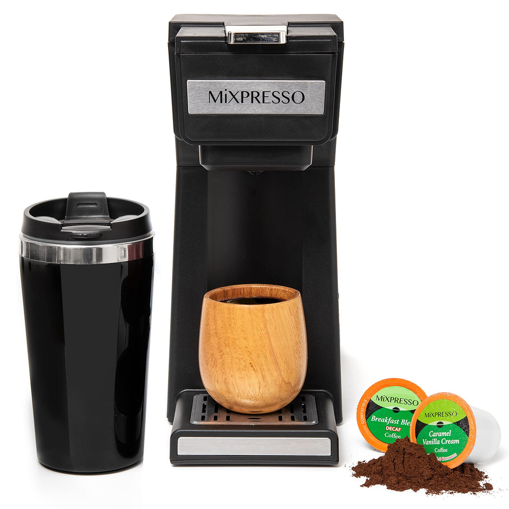 Single Serve Coffee Maker with 14oz Travel Mug & Reusable Filter A1145