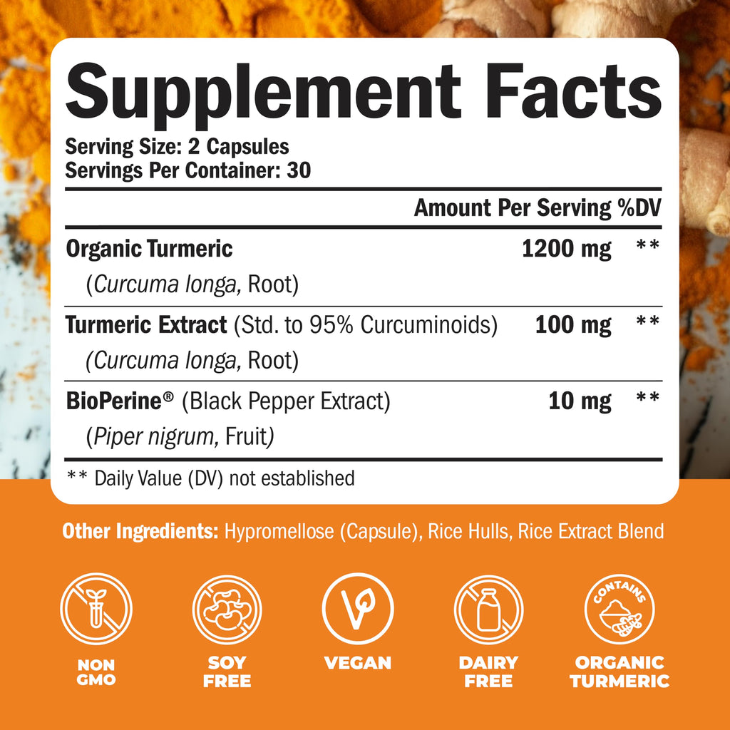 Turmeric Curcumin with Black Pepper Extract Joint Support Supplement V4014