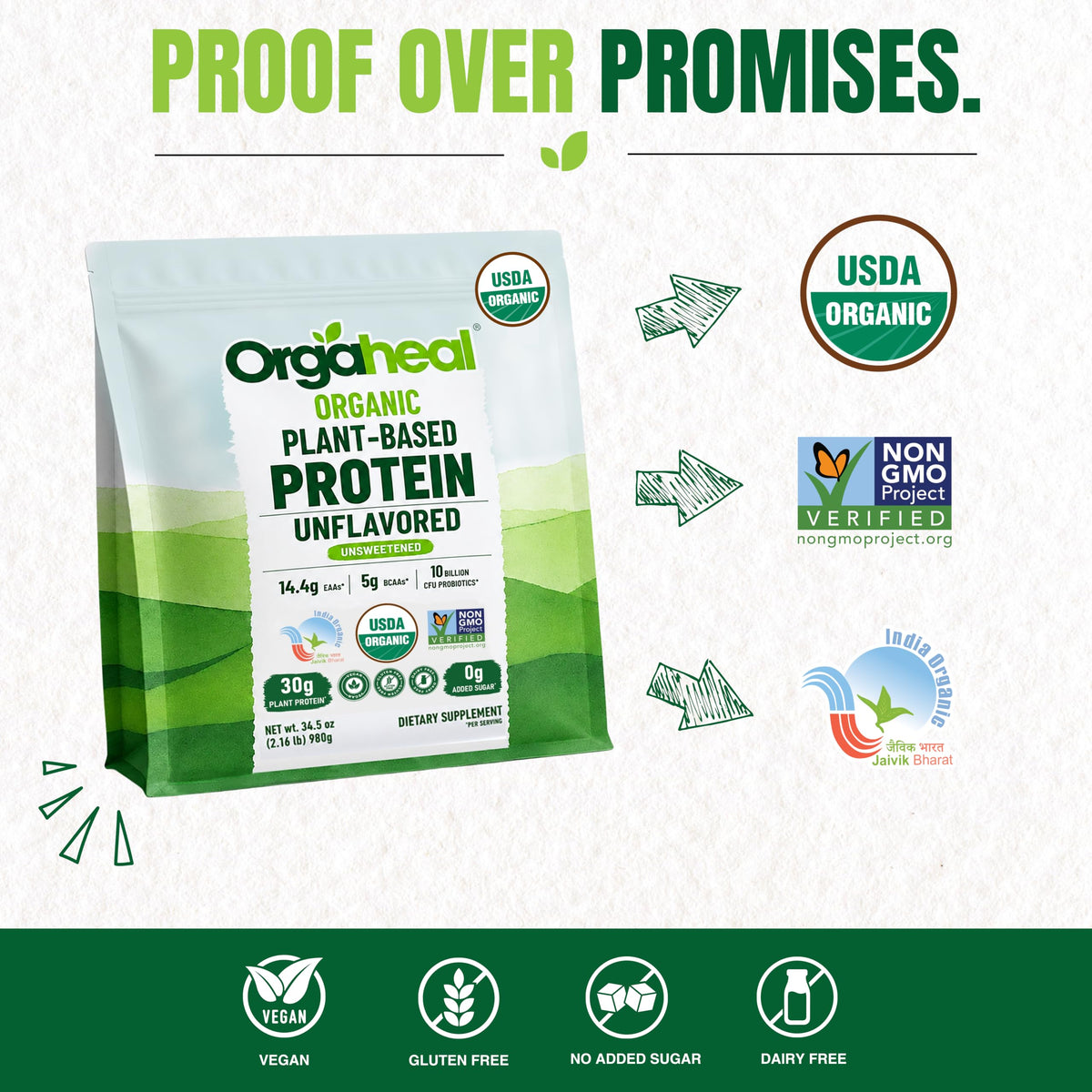 Unflavoured Vegan Protein Powder 34.5 Oz Y4330