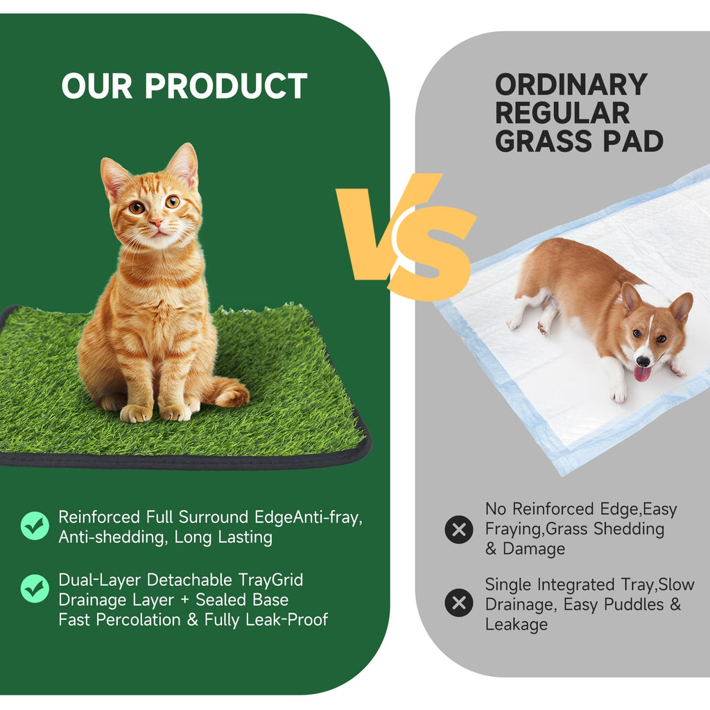 2Pack 18"x14" Artificial Dog Grass Potty Pad with Tray L14884