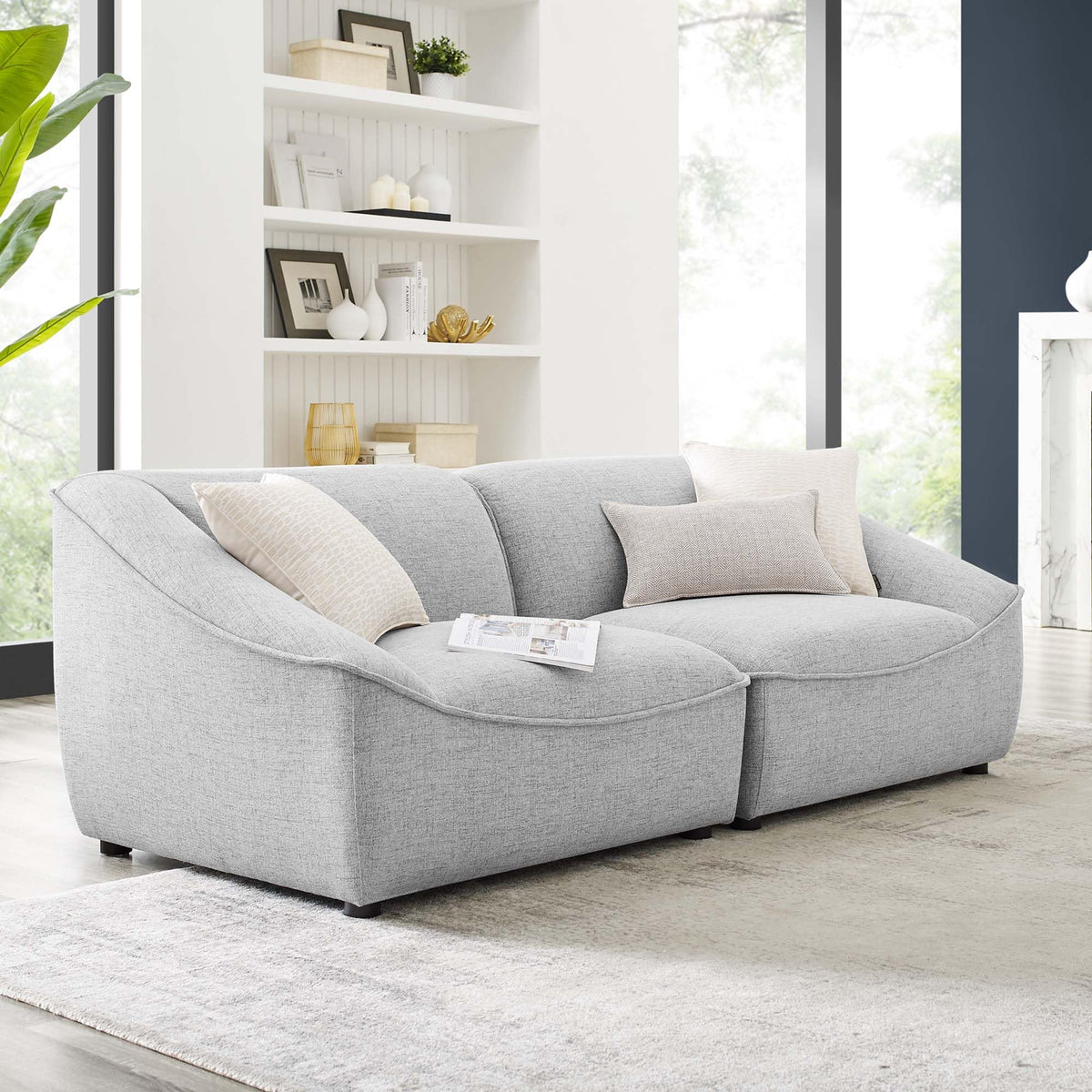 75 Inch Light Upholstered Loveseat C487