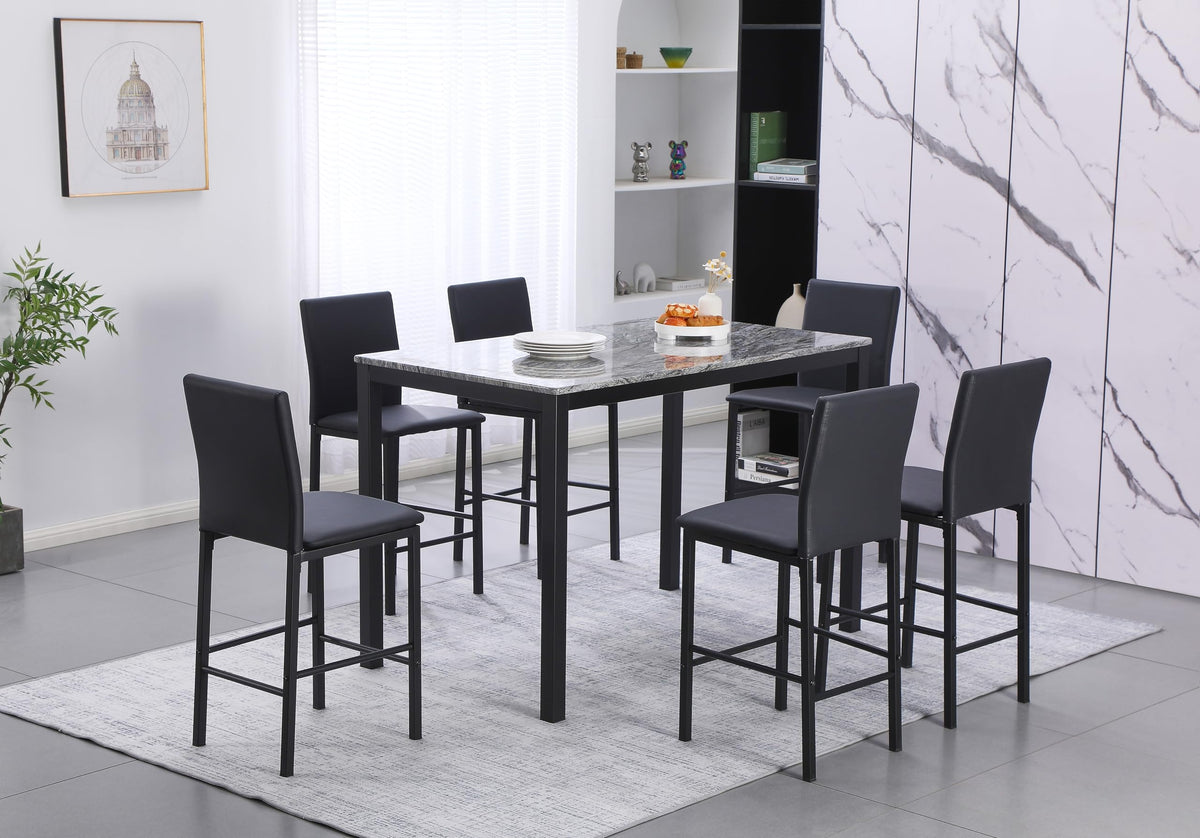 Black Faux Leather Barstools Set of 6 V184814