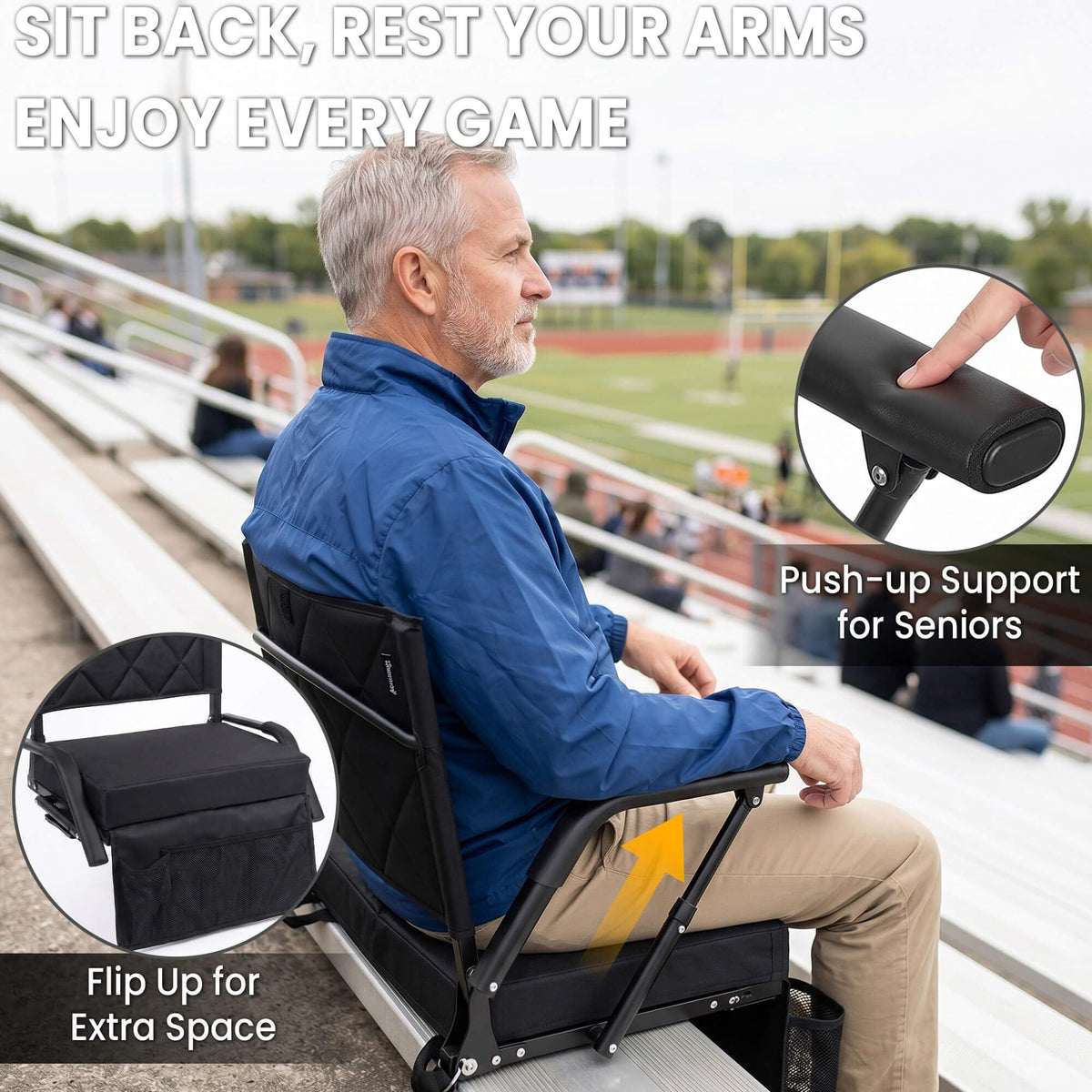 Portable Folding Stadium Seat with Back Support K689685