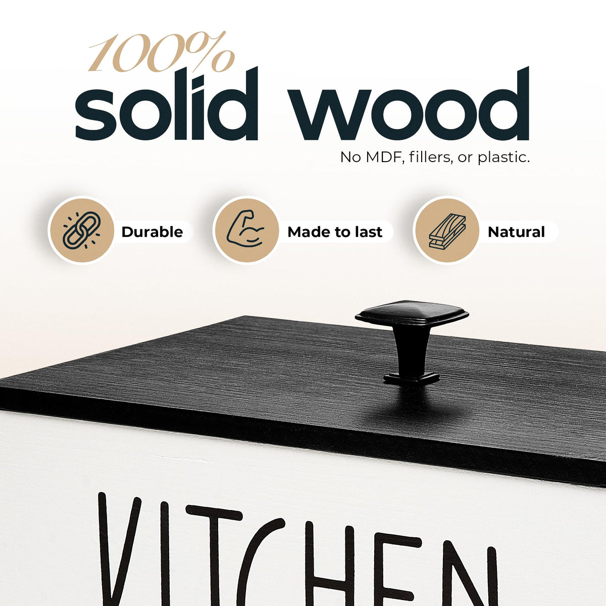 Solid Wood Kitchen Storage Bin with Lid Q254