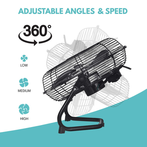 20 in. 3 Speed Metal Floor Fan in Black with Tilting Head O3314