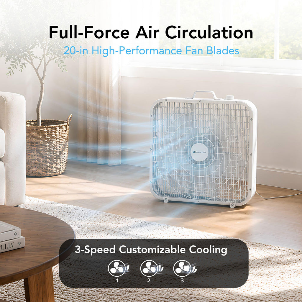 20 inch 3 Speed Box Fan with Carry Handle U28479