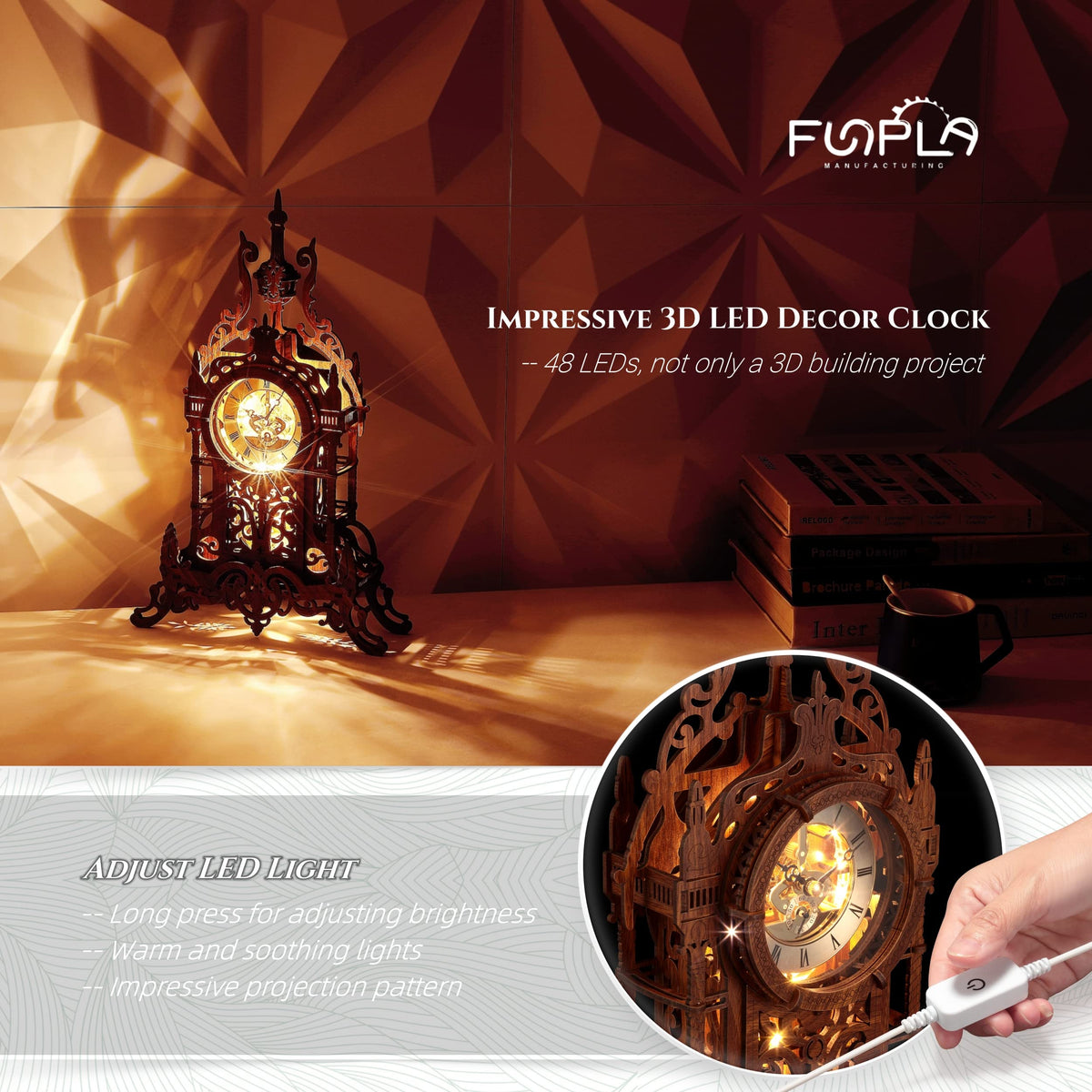 LED 3D Wood Puzzle Clock Tower B503