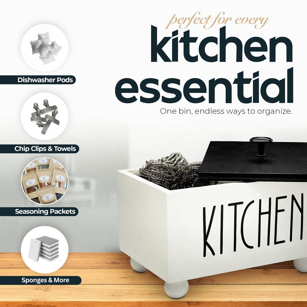 Solid Wood Kitchen Storage Bin with Lid Q254