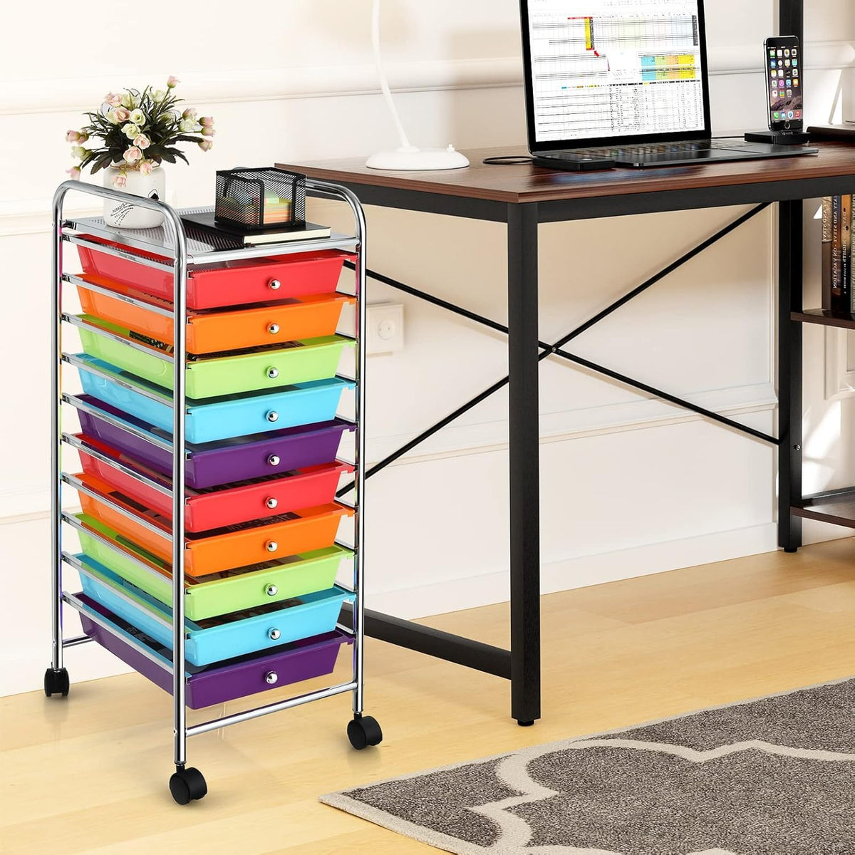 10 Drawer Rolling Storage Cart with Wheels S989