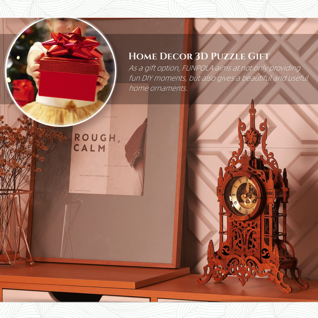 LED 3D Wood Puzzle Clock Tower B503