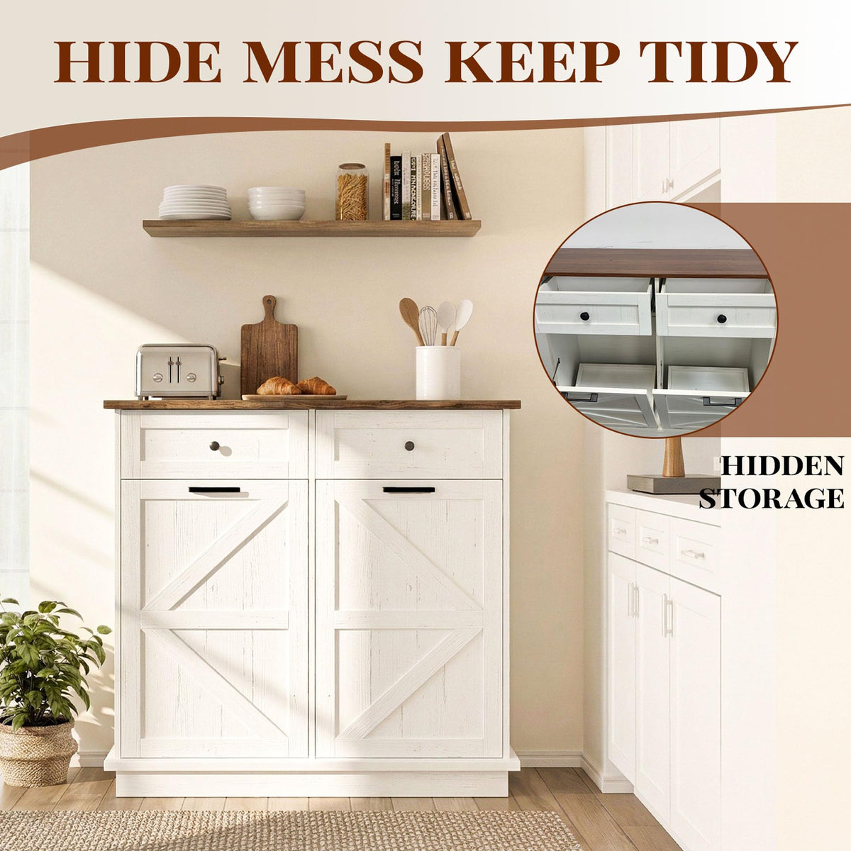 10 Gallon Double Tilt Out Trash Can Cabinet P216