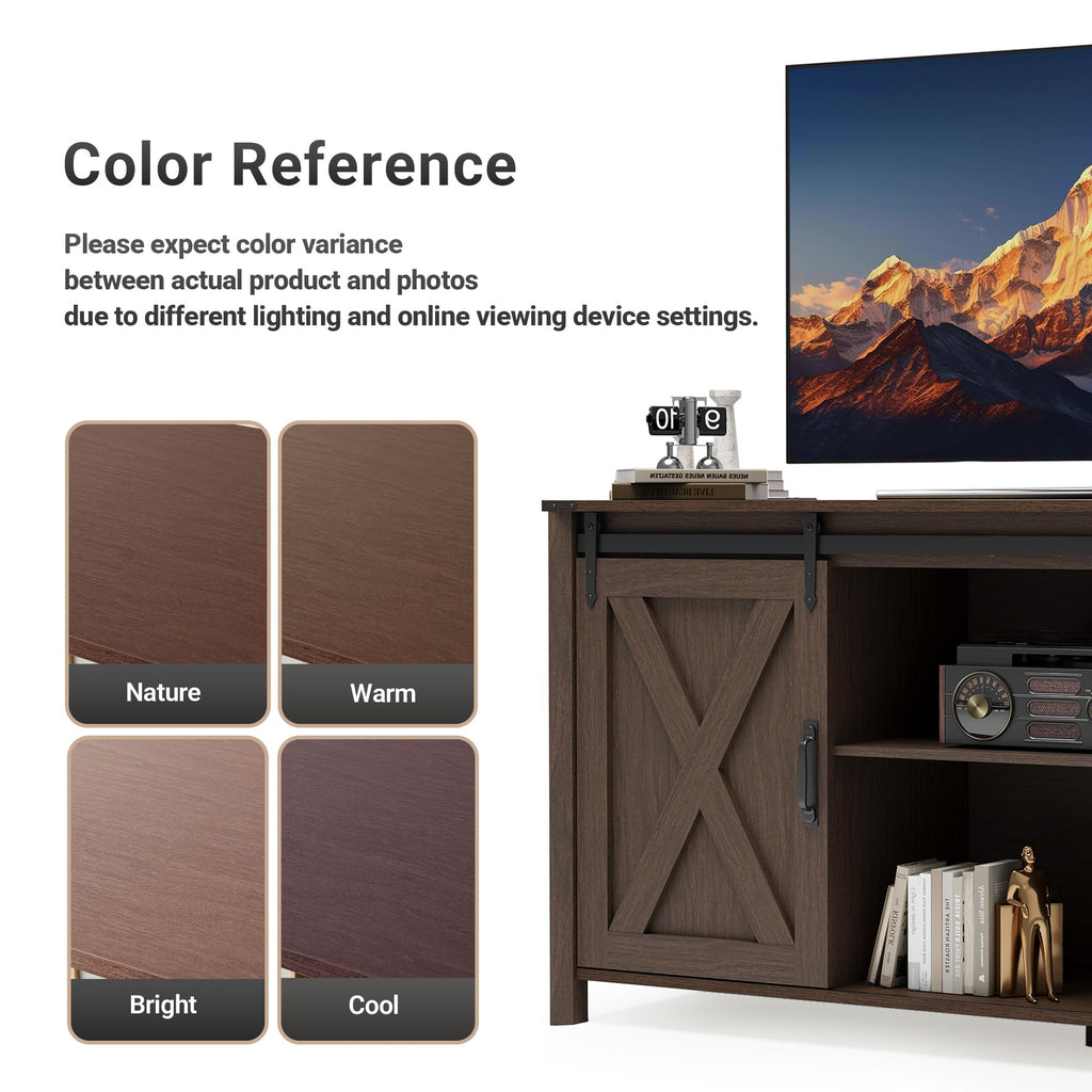 Farmhouse TV Stand 57 Inch Walnut I3349