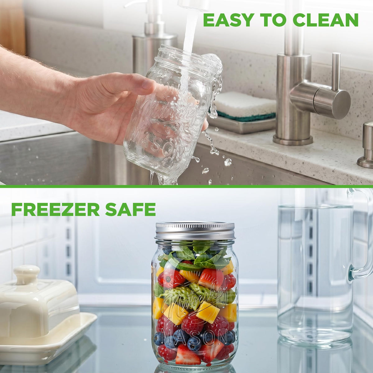 16 oz. Wide Mouth Glass Food Storage Containers with Lids, 12 Pcs K5704