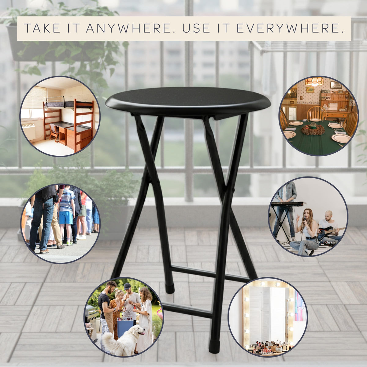 Folding Backless Stool 18-Inch 225lb Capacity M140