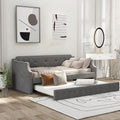 Gray Linen Upholstered Twin Daybed with Trundle I72889