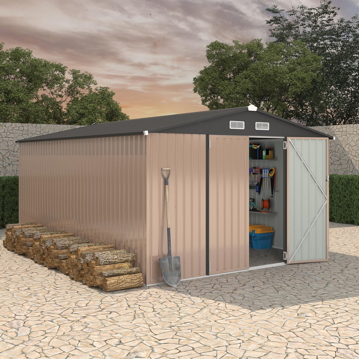 10x14 ft Metal Outdoor Storage Shed U628