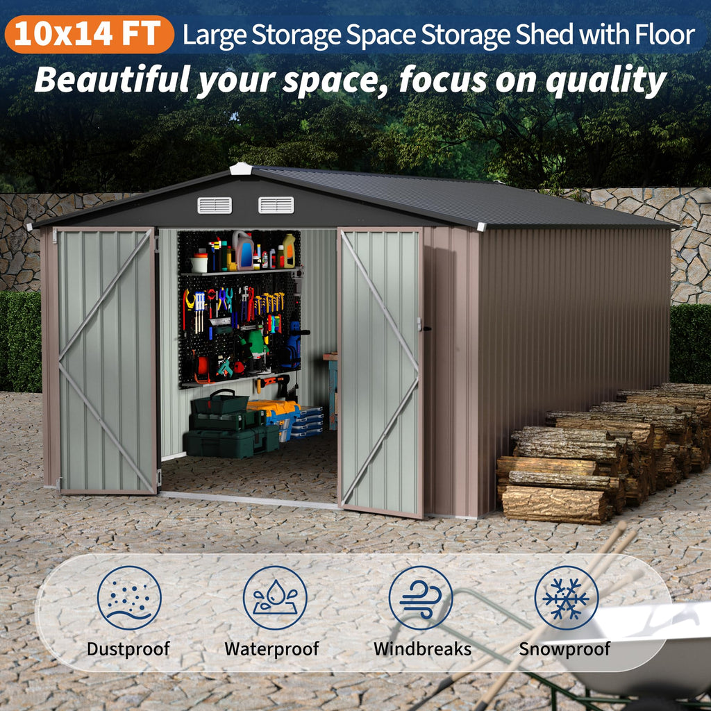 10x14 ft Metal Outdoor Storage Shed U628