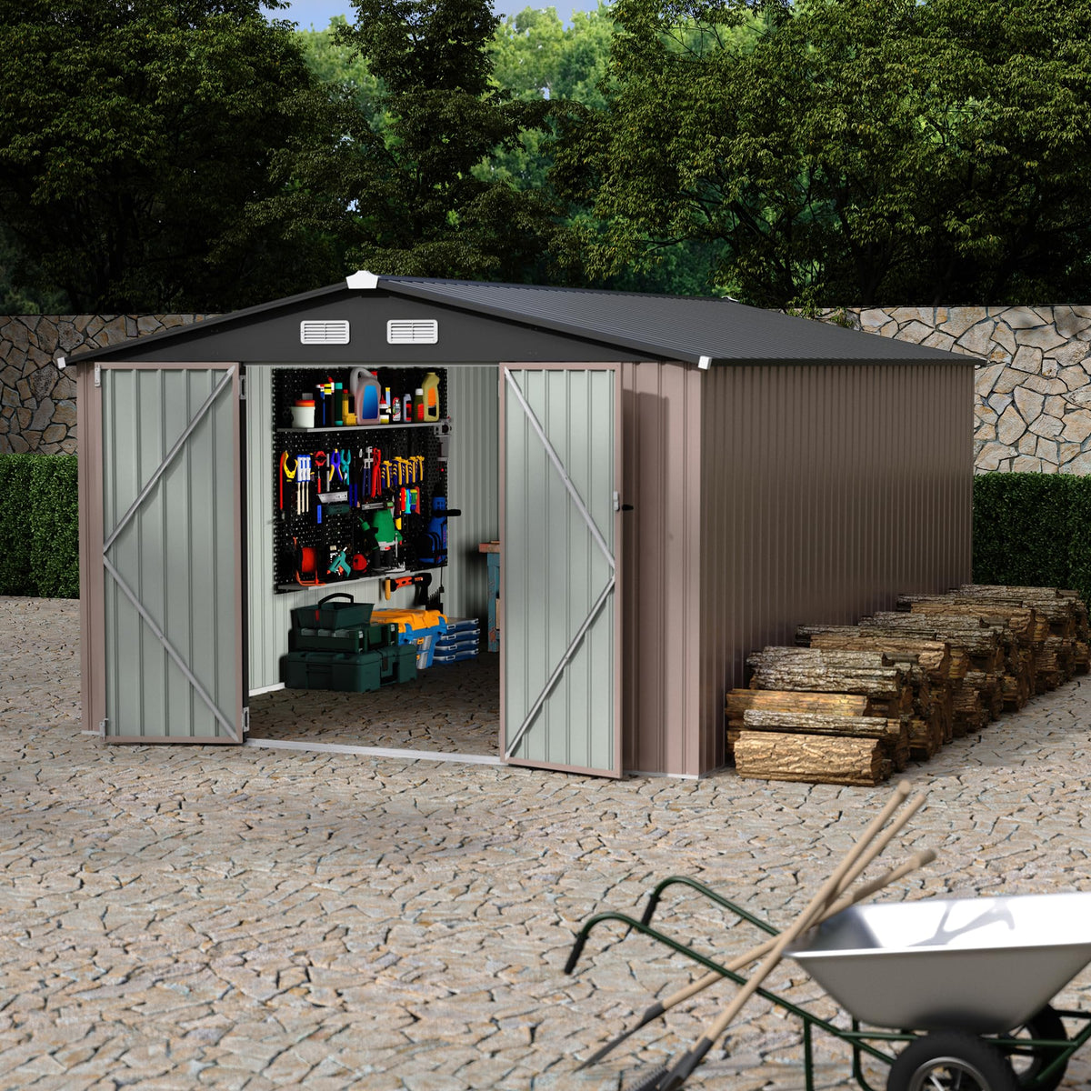 10x14 ft Metal Outdoor Storage Shed U628