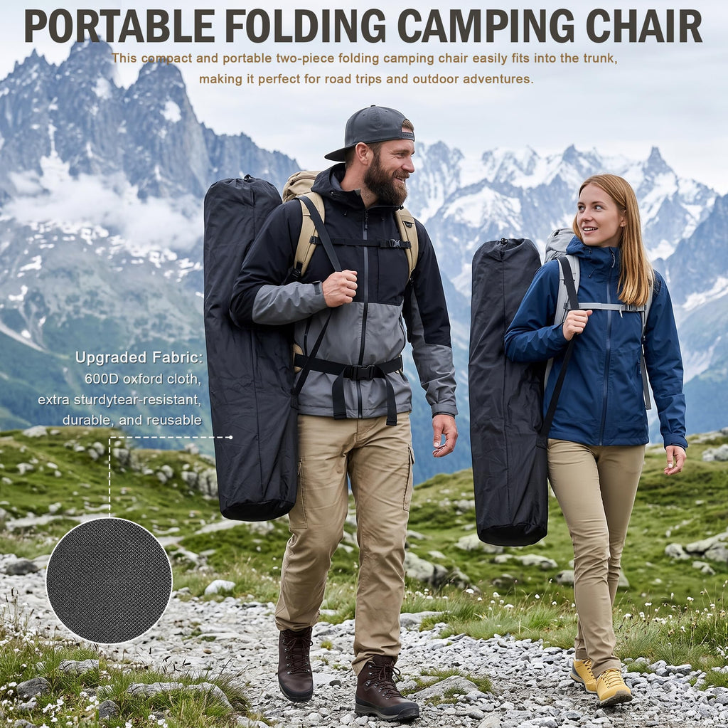 2 Pack Green Folding Camping Chair with Cup Holder and Storage Bag W59102