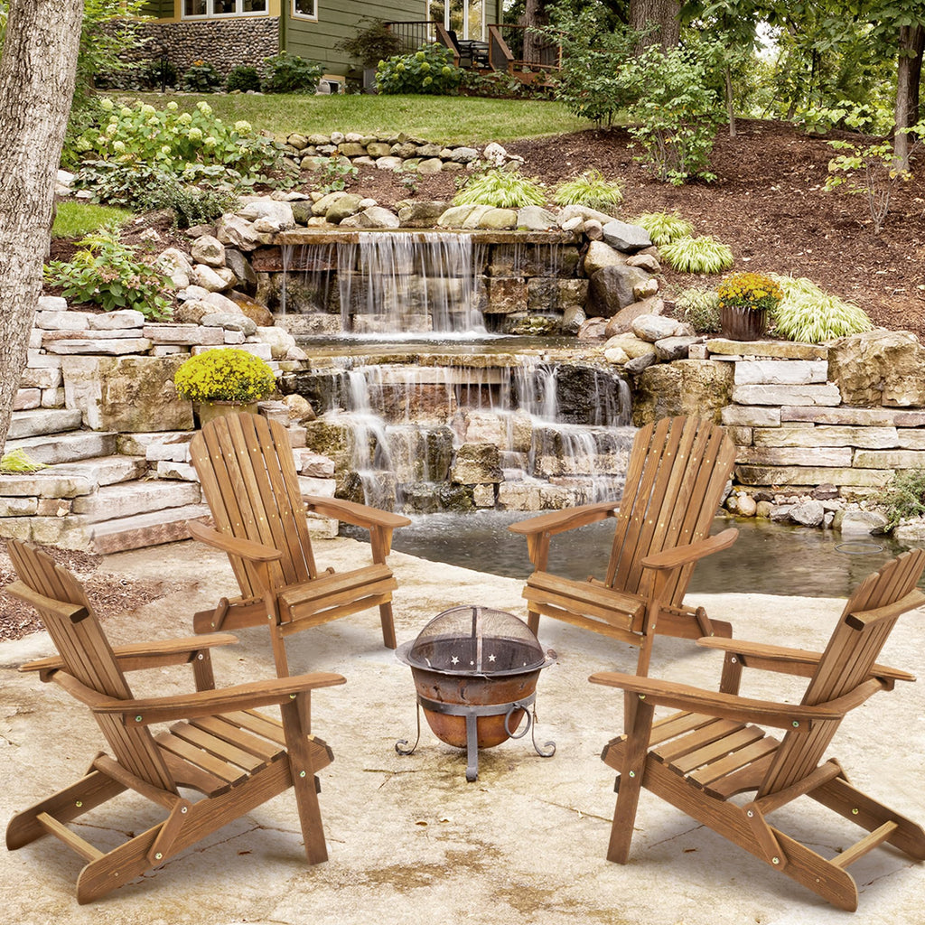 Adirondack Chair Set of 2 Wooden Folding Outdoor Chair R7536