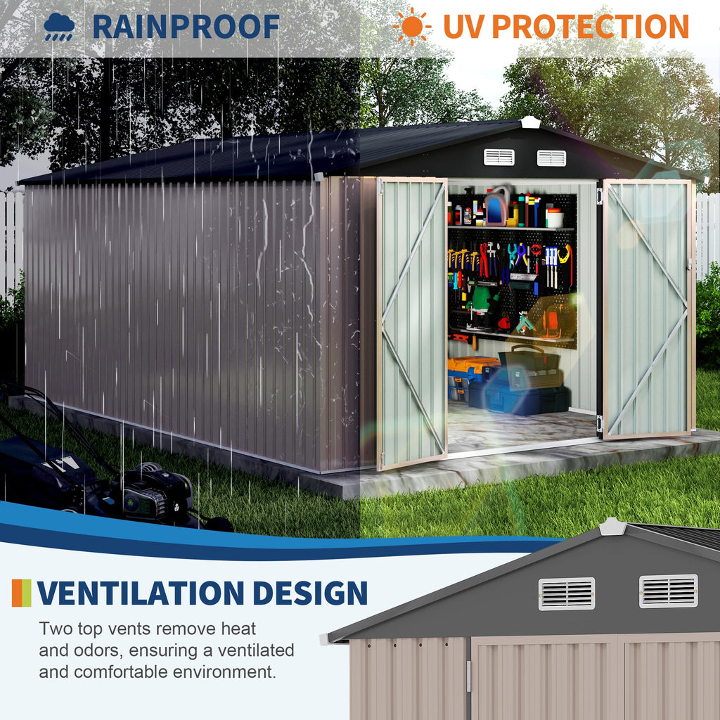 10x14 ft Metal Outdoor Storage Shed U628