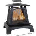 32-Inch Steel Wood-Burning Fire Pit with Log Grate and Poker Y737