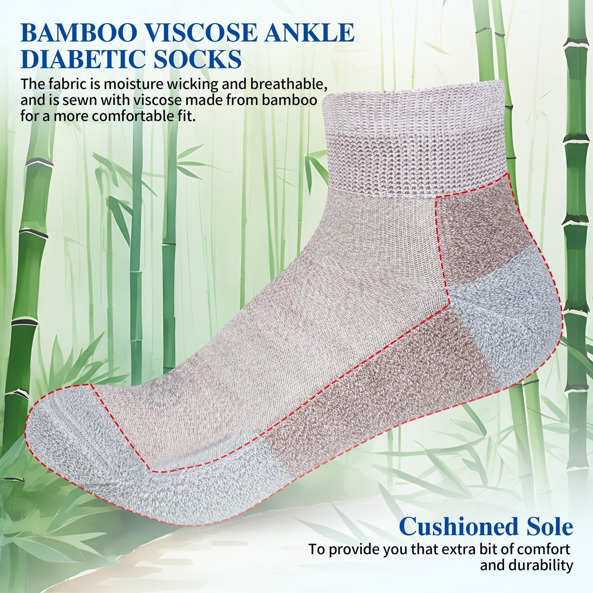 Diabetic Socks for Men, 10 Pairs Ankle & Low Cut Size 9-15 S84896