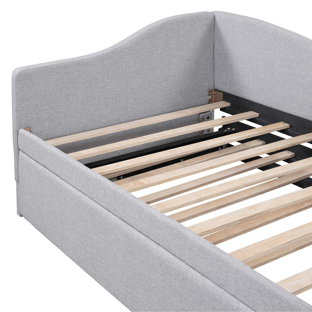 Twin Size Linen Upholstered Daybed with Pop up Trundle B9335