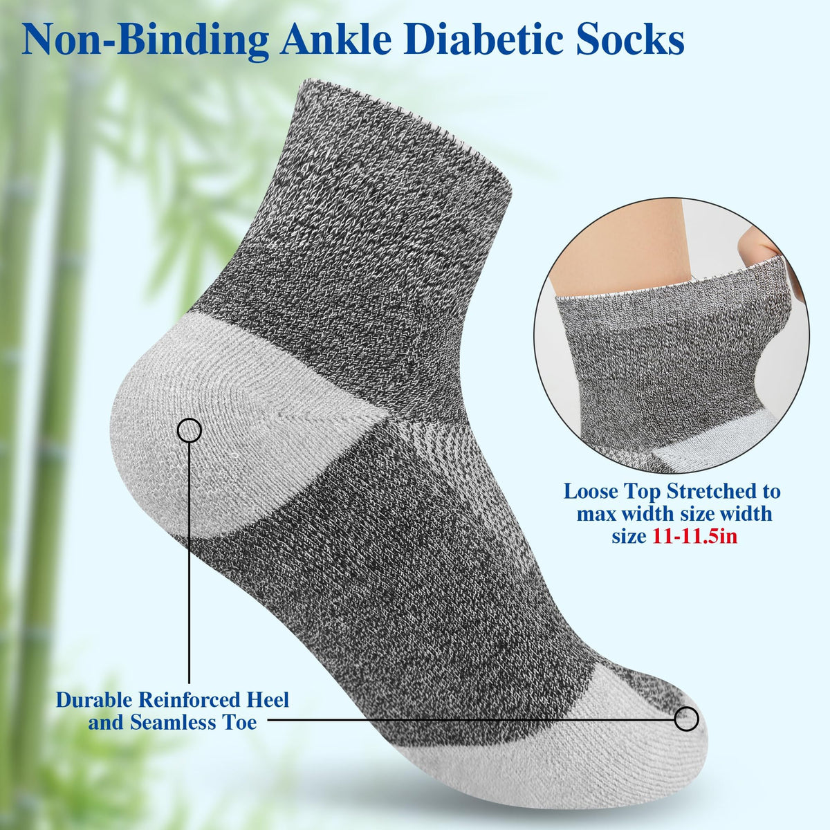 Diabetic Socks for Men, 10 Pairs Ankle & Low Cut Size 9-15 S84896