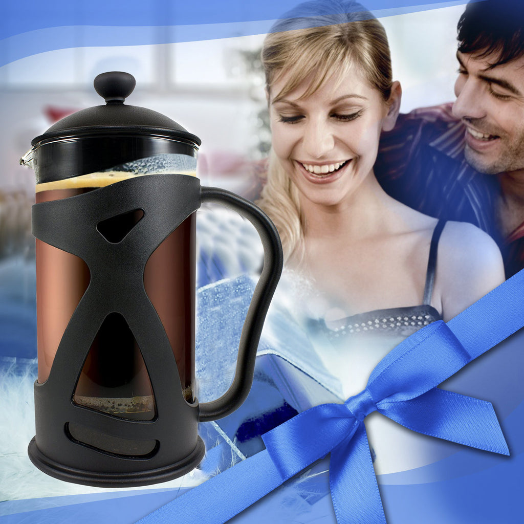 Large Black French Press Coffee Maker 1 L with 2 Extra Filters X69506