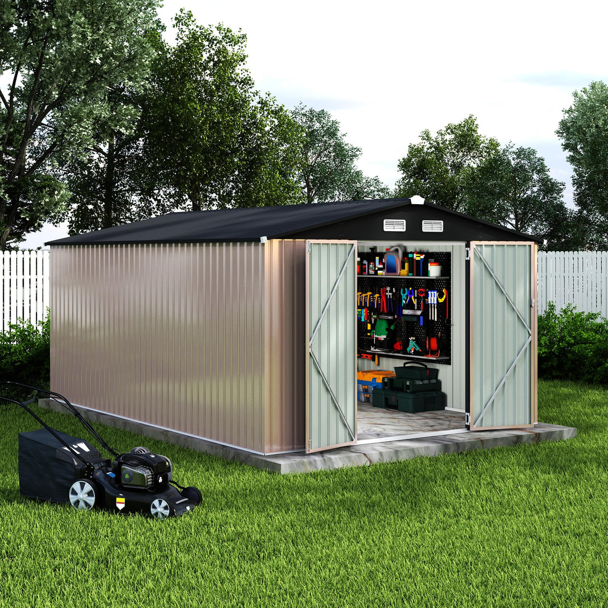 10x14 ft Metal Outdoor Storage Shed U628