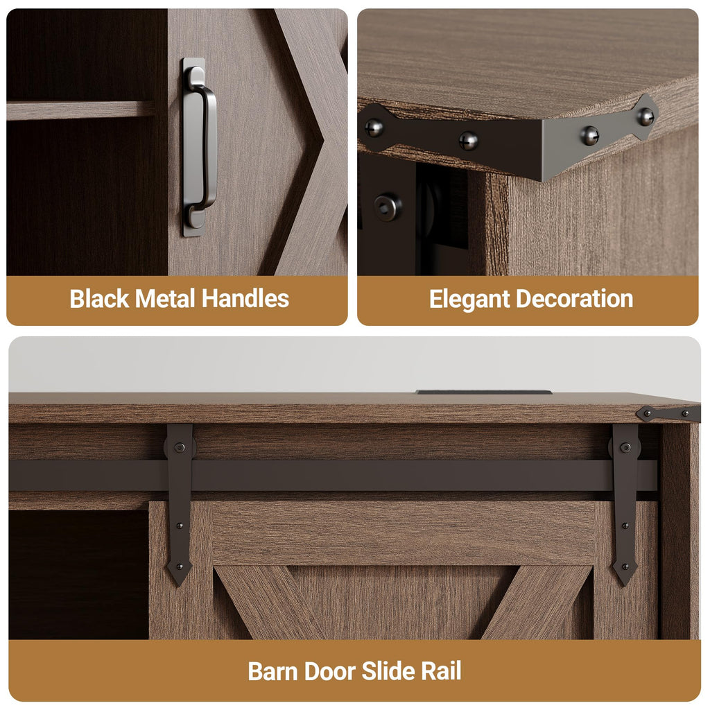 Farmhouse TV Stand 57 Inch Walnut I3349