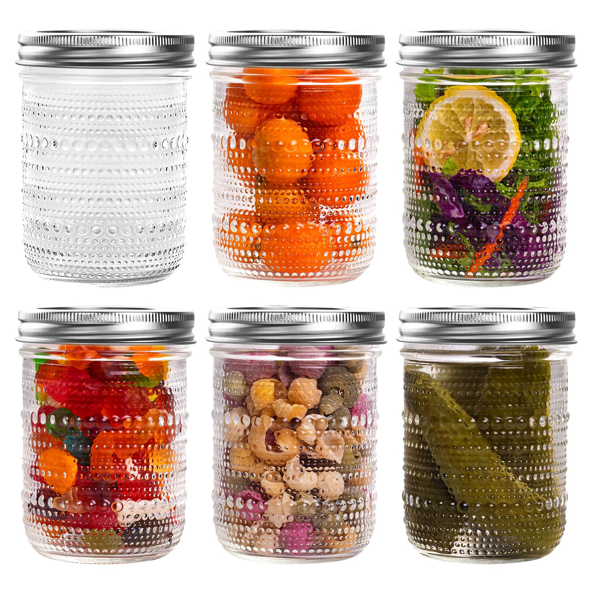 16 Oz Wide Mouth Glass Mason Jars 6 Packs J96846