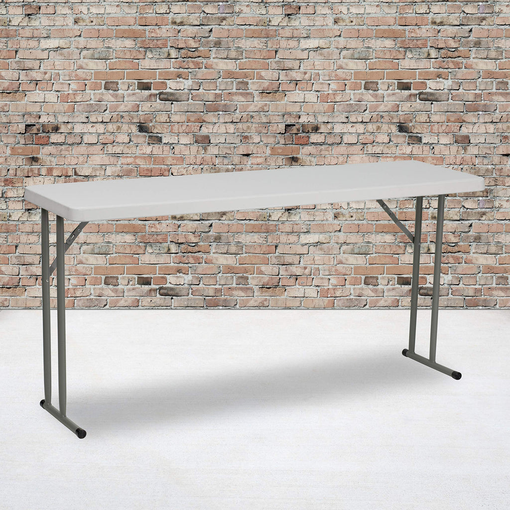 White Rectangular Plastic Folding Table H610873